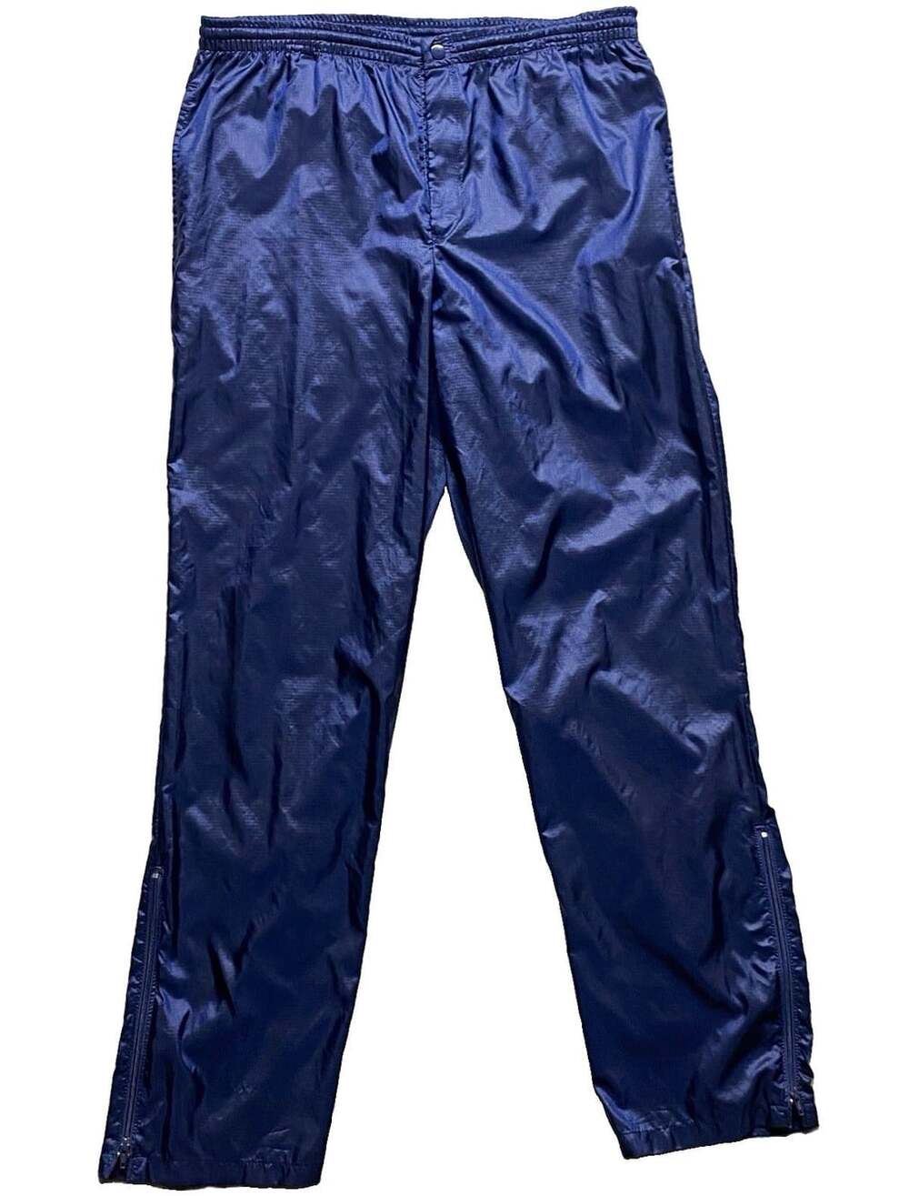 VTG 90s Nike Men's Blue Nylon Ripstop Windbreaker Pant M 34 Drawstring Ankle Zip